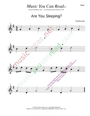 Click to enlarge: Are You Sleeping  Music Format