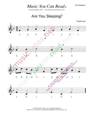 Click to Enlarge: Are You Sleeping  Pitch Number Format