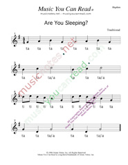 Click to Enlarge: Click to enlarge: Are You Sleeping  Rhythm Format 
