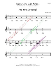 Click to Enlarge: Are You Sleeping Solfeggio Format