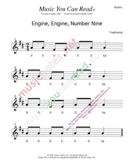 Click to Enlarge: "Engine, Engine, Number Nine" Rhythm Format