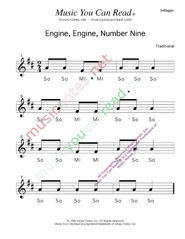 Click to Enlarge: "Engine, Engine, Number Nine" Solfeggio Format
