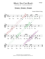 Click to Enlarge: "Green, Green, Green" Solfeggio Format