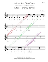 Click to Enlarge: "Little Tommy Tinker" Rhythm Format