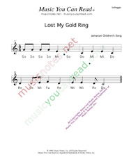 Click to Enlarge: "Lost My Gold Ring" Solfeggio Format