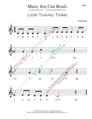 Click to enlarge: "Little Tommy Tinker" Beats Format
