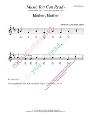 Click to Enlarge: "Mother, Mother" Letter Names Format