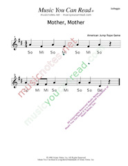 Click to Enlarge: "Mother, Mother" Solfeggio Format