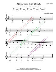 Click to Enlarge: "Row, Row, Row Your Boat" Letter Names Format