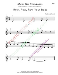 "Row, Row, Row Your Boat" Music Format