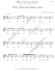 Click to Enlarge: "Tom, Tom the Piper's Son" Solfeggio Format