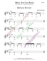 Click to Enlarge: "Before Dinner" Rhythm Format