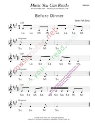 Click to Enlarge: "Before Dinner" Solfeggio Format