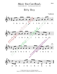 Click to enlarge: "Billy Boy" Beats Format