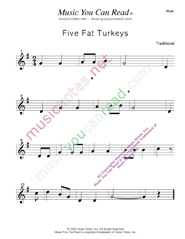 "Five Fat Turkeys" Music Format