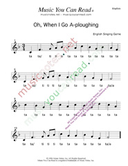 Click to Enlarge: "Oh When I Go A-Ploughing" Rhythm Format