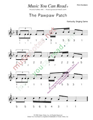 Click to Enlarge: "The Pawpaw Patch" Pitch Number Format