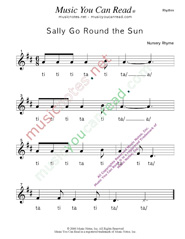 Click to Enlarge: "Sally Go Round the Sun" Rhythm Format