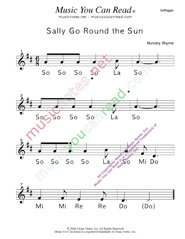 Click to Enlarge: "Sally Go Round the Sun" Solfeggio Format
