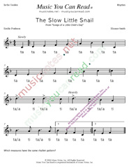 Click to Enlarge: "The Slow Little Snail" Rhythm Format
