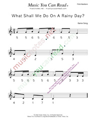Click to Enlarge: "What Shall We Do on a Rainy Day?" Pitch Number Format