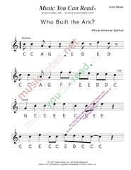 Click to Enlarge: "Who Built the Ark?" Letter Names Format