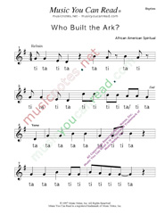 Click to Enlarge: "Who Built the Ark?" Rhythm Format