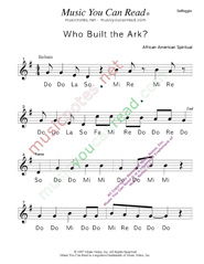 Click to Enlarge: "Who Built the Ark?" Solfeggio Format