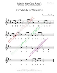 Click to Enlarge: "Ev'rybody's Welcome" Letter Names Format