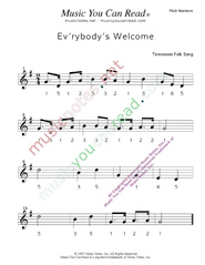 Click to Enlarge: "Ev'rybody's Welcome" Pitch Number Format