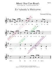 Click to Enlarge: "Ev'rybody's Welcome" Rhythm Format