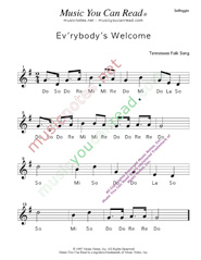 Click to Enlarge: "Ev'rybody's Welcome" Solfeggio Format