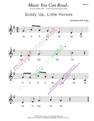 Click to Enlarge: "Giddy Up, Little Horses" Rhythm Format