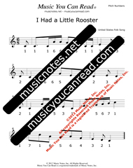 Click to Enlarge: "I Had a Little Rooster" Pitch Number Format