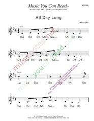 Click to Enlarge: "All Day Long" Solfeggio Format
