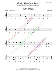 Click to Enlarge: "America" Letter Names Format