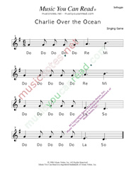 Click to Enlarge: "Charlie Over the Ocean" Solfeggio Format