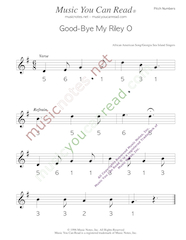 Click to Enlarge: "Good-Bye My Riley O" Pitch Number Format