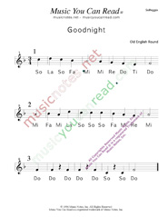 Click to Enlarge: "Goodnight" Solfeggio Format