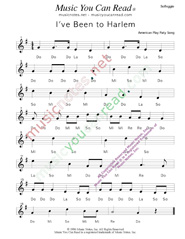 Click to Enlarge: "I've Been to Harlem" Solfeggio Format