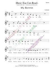 Click to Enlarge: "My Bonnie" Rhythm Format