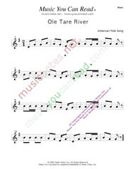 "Ole Tar River" Music Format