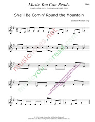 "She'll Be Comin' Round the Mountain" Music Format