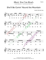 Click to Enlarge: "She'll Be Comin' Round the Mountain" Rhythm Format