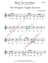 Click to Enlarge: "Wraggle-Taggle Gypsies," Solfeggio Format