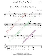Click to Enlarge: "Blow Ye Winds in the Morning," Rhythm Format