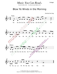 Click to Enlarge: "Blow Ye Winds in the Morning," Solfeggio Format