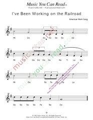 Click to Enlarge: "I've Been Working on the Railroad," Solfeggio Format