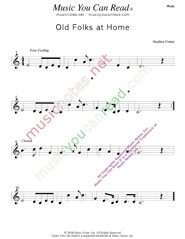 "Old Folks at Home," Music Format