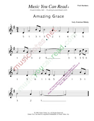 Click to Enlarge: "Amazing Grace," Pitch Number Format